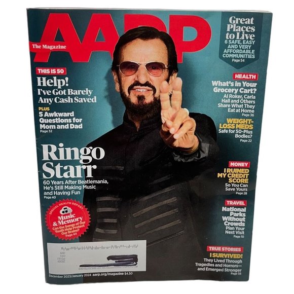 AARP Magazine December 2023 January 2024 Best Places Ringo Starr Patrick Stewart - Picture 1 of 9